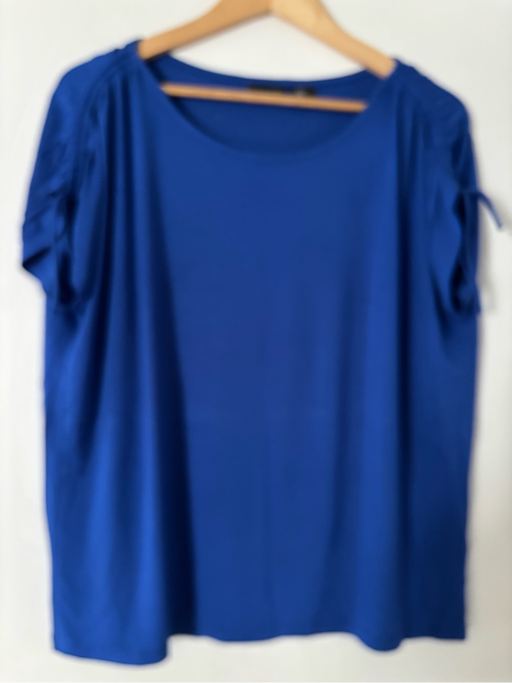 Tahari Short-Sleeve Scoop Neck Top in Royal Blue
